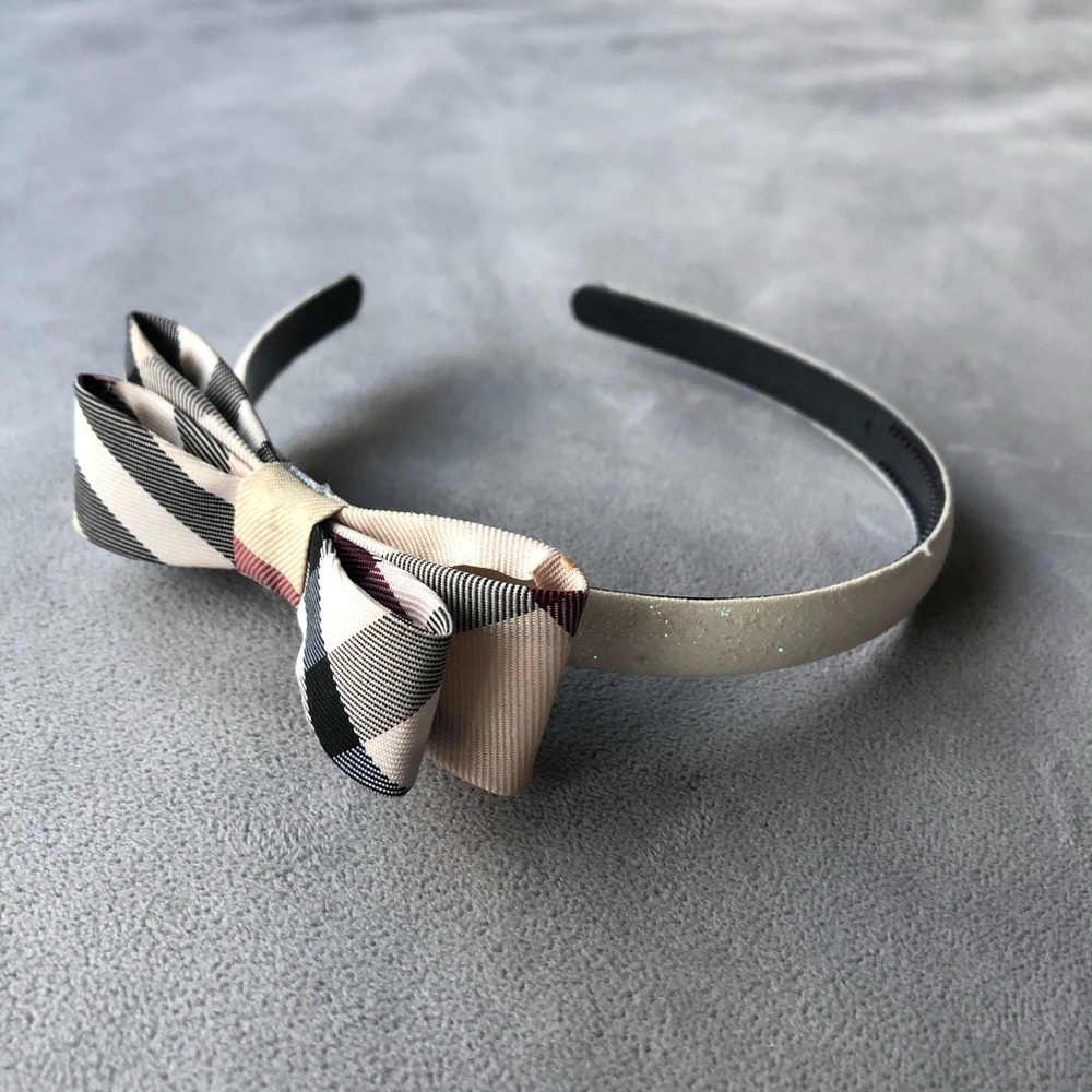 Plaid Bow Ivory Sparkle Headband